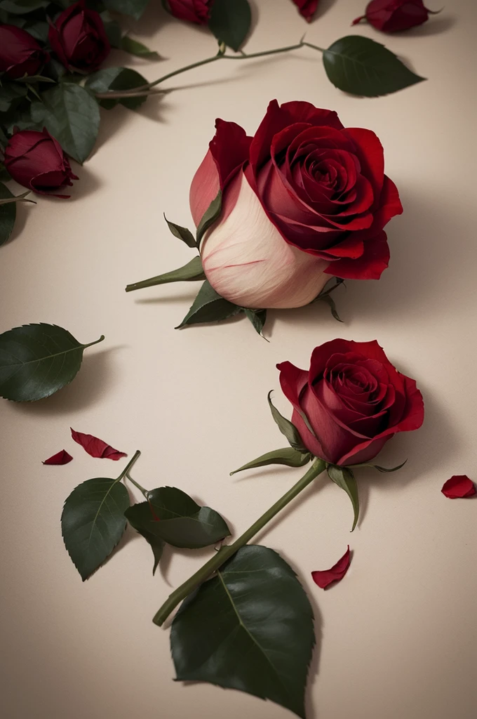 A red rose falling apart