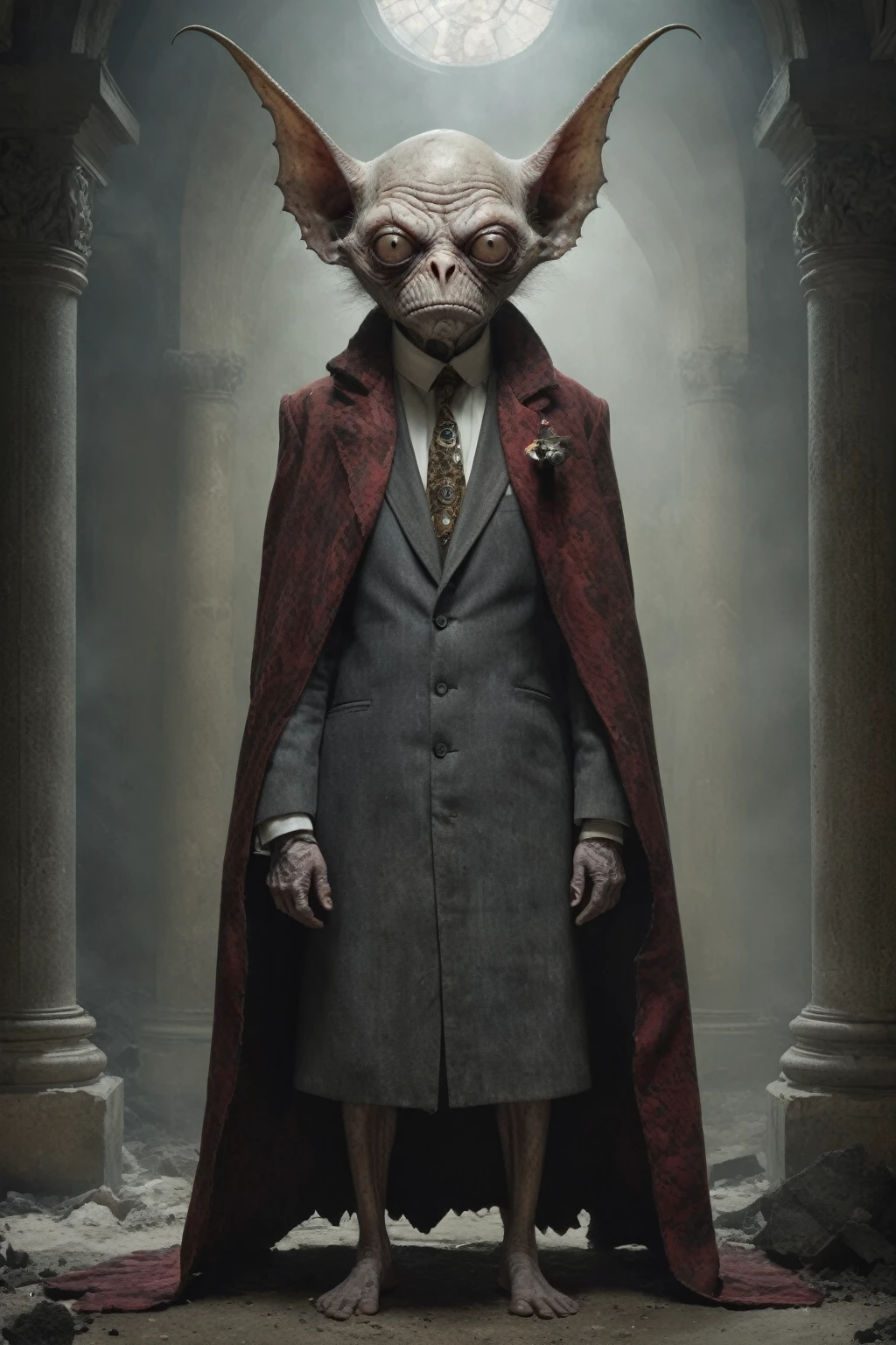 Full body length shot, famous artwork by (tom bagshaw:1.1),high detailed expressive eyes, fantasy style, the grumpy lubwad is a tiny creature that prospers in intense heat, building its resiliforged lairs in the flanks of active volcanoes on planet ramsnuggle vi, here we get a good look at its dark ears and intricate eyes as it lays in ambush to prey on the grubby sneezlenook from the shadows of its yarbled hideout
RAW photo, realistic texture, extremely detailed, absurdres sharp focus, volumetric lighting, subsurface scattering
realistic skin, (natural marble skin:1), (skin details,marble skin texture:1.1), (skin pores:1), (skin imperfections:0.3),
Mestichino,Light particles,marble leather ,ink photography ,RAW, NIKON Z9,ink photorealism,Mestichino,Light particles,marble leather ,ink photography , school of magic