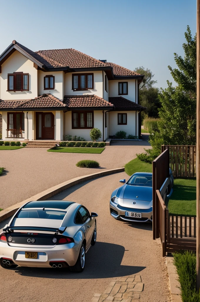 houses images, cars, jewelry, money, technological gadgets with a person