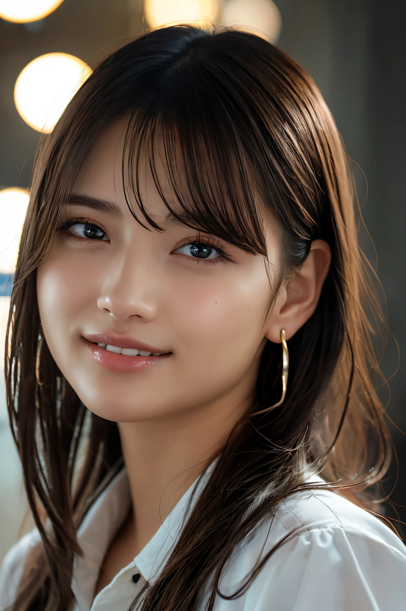 Woman with very big breasts, realistic young gravure idol, photorealistic anime, posing for photo, Japan model, beautiful Japan girl face