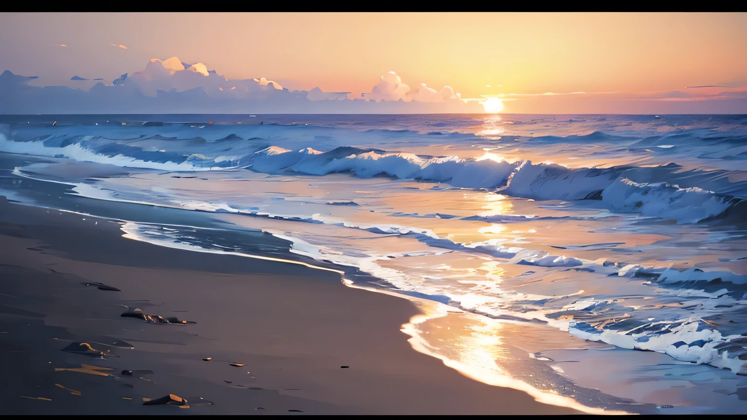 beach landscape sunset stars and romantic sun