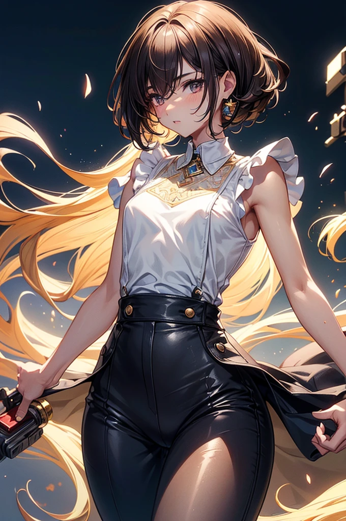 ((highest quality)),(ultra high resolution),(Super detailed),(detailed description),((best CG)),(best work of art),super precision art, great drawing art,(Art with precise details:1.5), (1 man: 1.5)  cute and feminine looking young man, femboy, silky smooth back length brown hair, soft and cute facial features, slender and toned body, slim waist, small curves, small perky butt, silky smooth legs, very short height of 5ft 5, pants and simple plain t-shirt, an overall cute femboy
