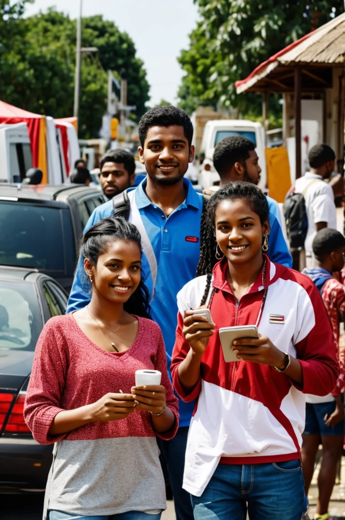 People proudly displaying their belongings.