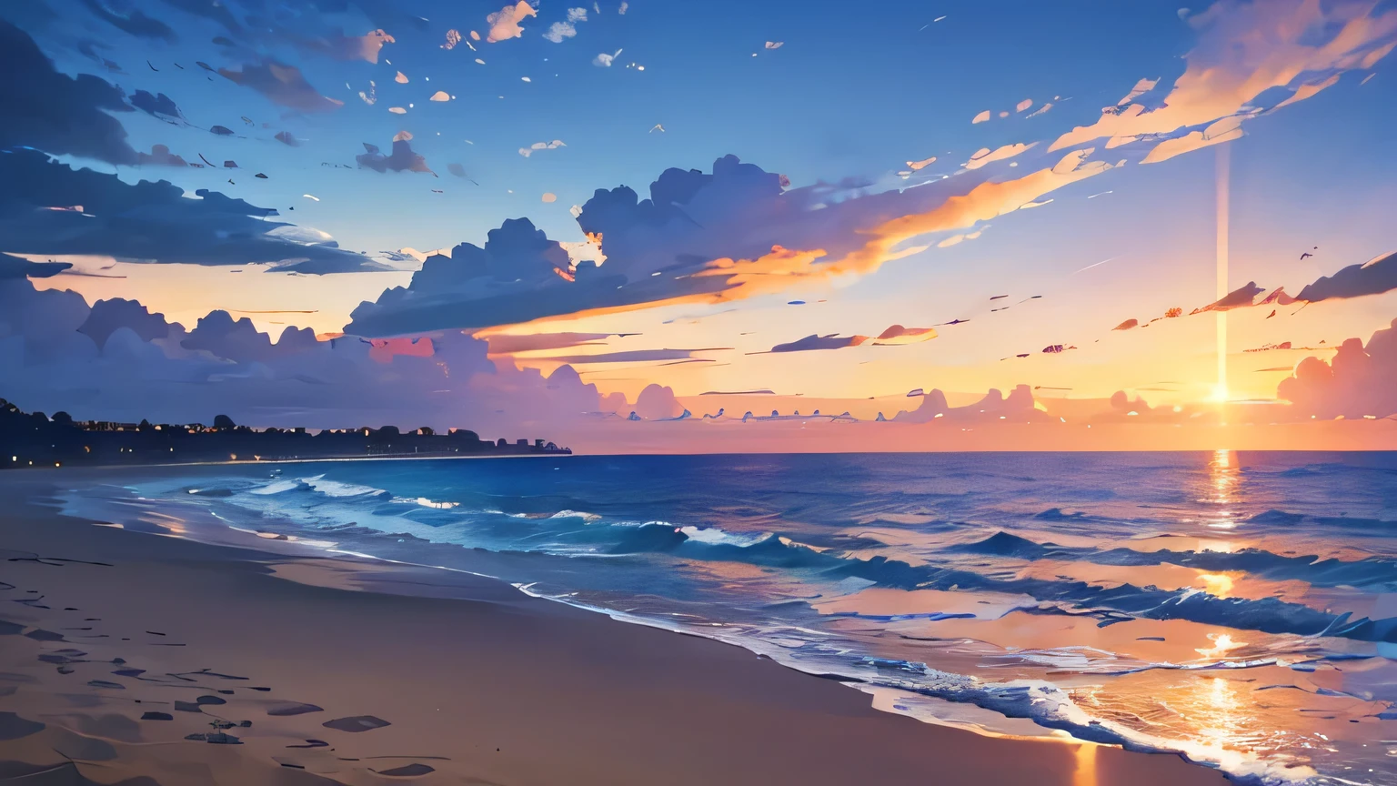 beach landscape sunset stars and romantic sun
