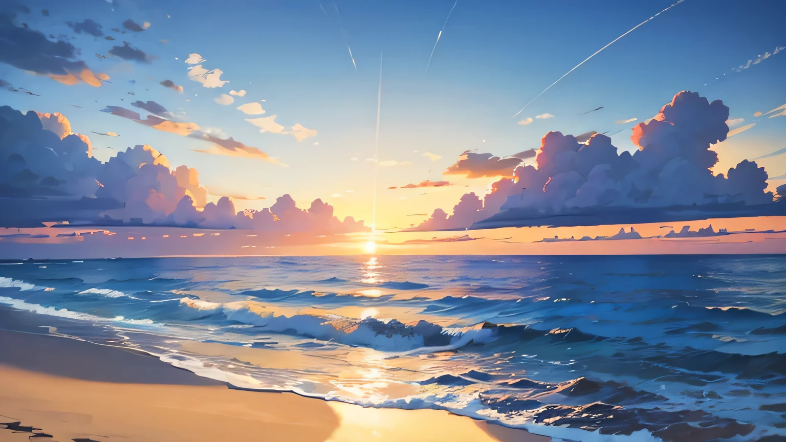 beach landscape sunset stars and romantic sun
