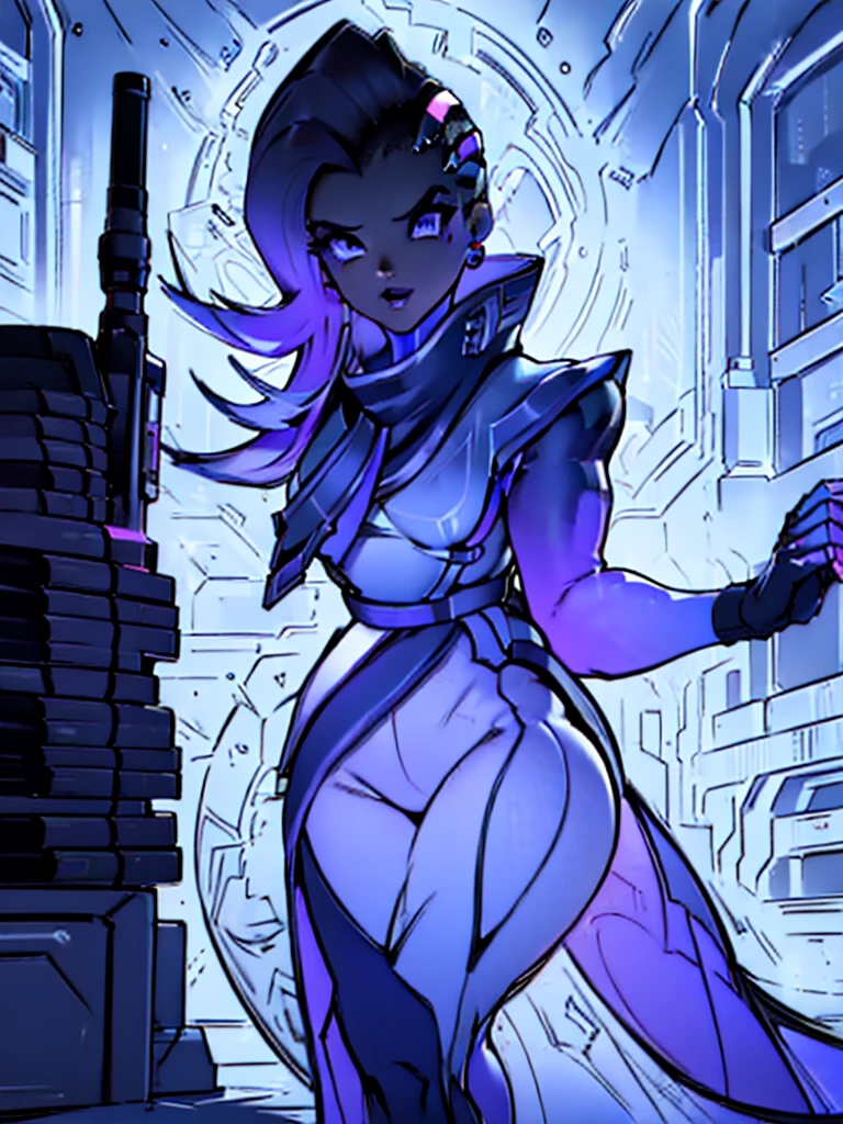 (1 girl:1.4), (extremely detailed face and body:1.2), (sexy pose:1.3), (nearly naked:1.1), (beautiful and aesthetic:1.2), (official art:1.1), (sombra:1.1), (high quality, 4k, 8k, photorealistic, ultra-detailed, masterpiece, cinematic lighting, volumetric lighting)