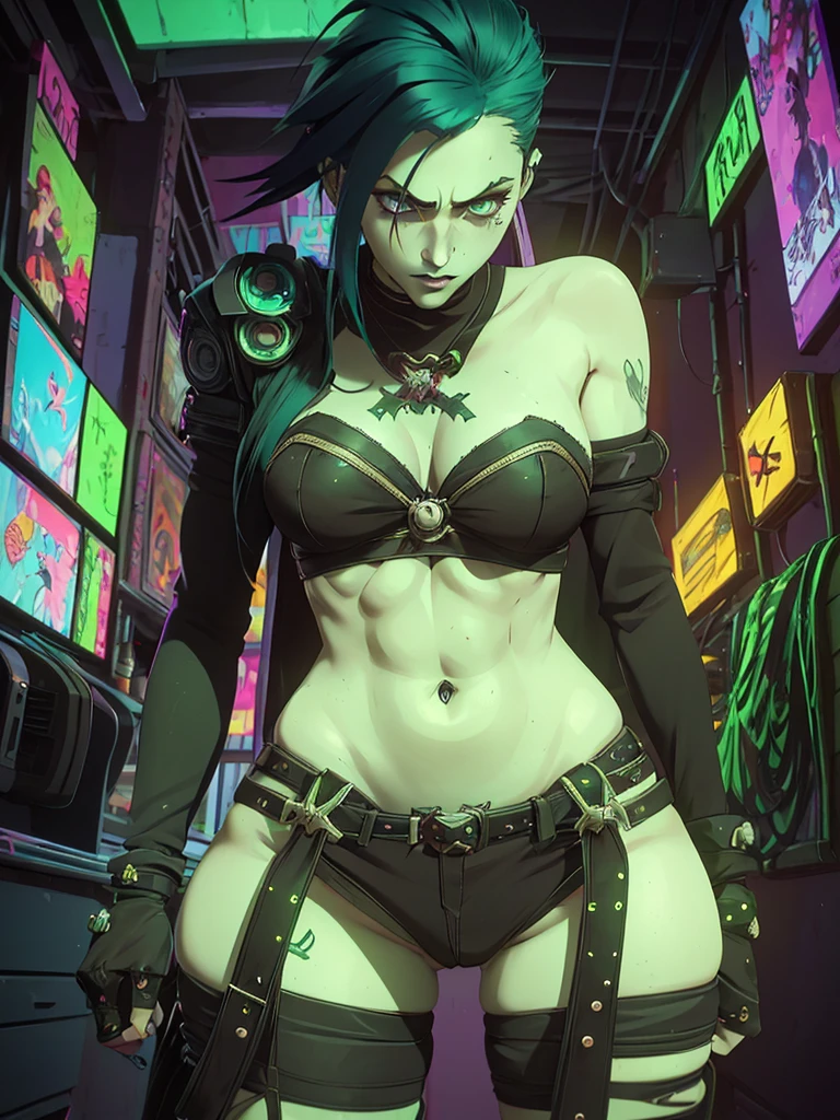 a closeup of a person with green hair and tattoos, 1 year old anime gothic girl, detailed cartoon character art, naughty anime girl, female cyberpunk anime girl, cyberpunk anime girl, anime girl gothic maiden, diesel punk woman, jet black haired cyberpunk girl, neogothic, anime ciberpunk, female cartoon character, Anime Woman Full Body Art, cartoon character