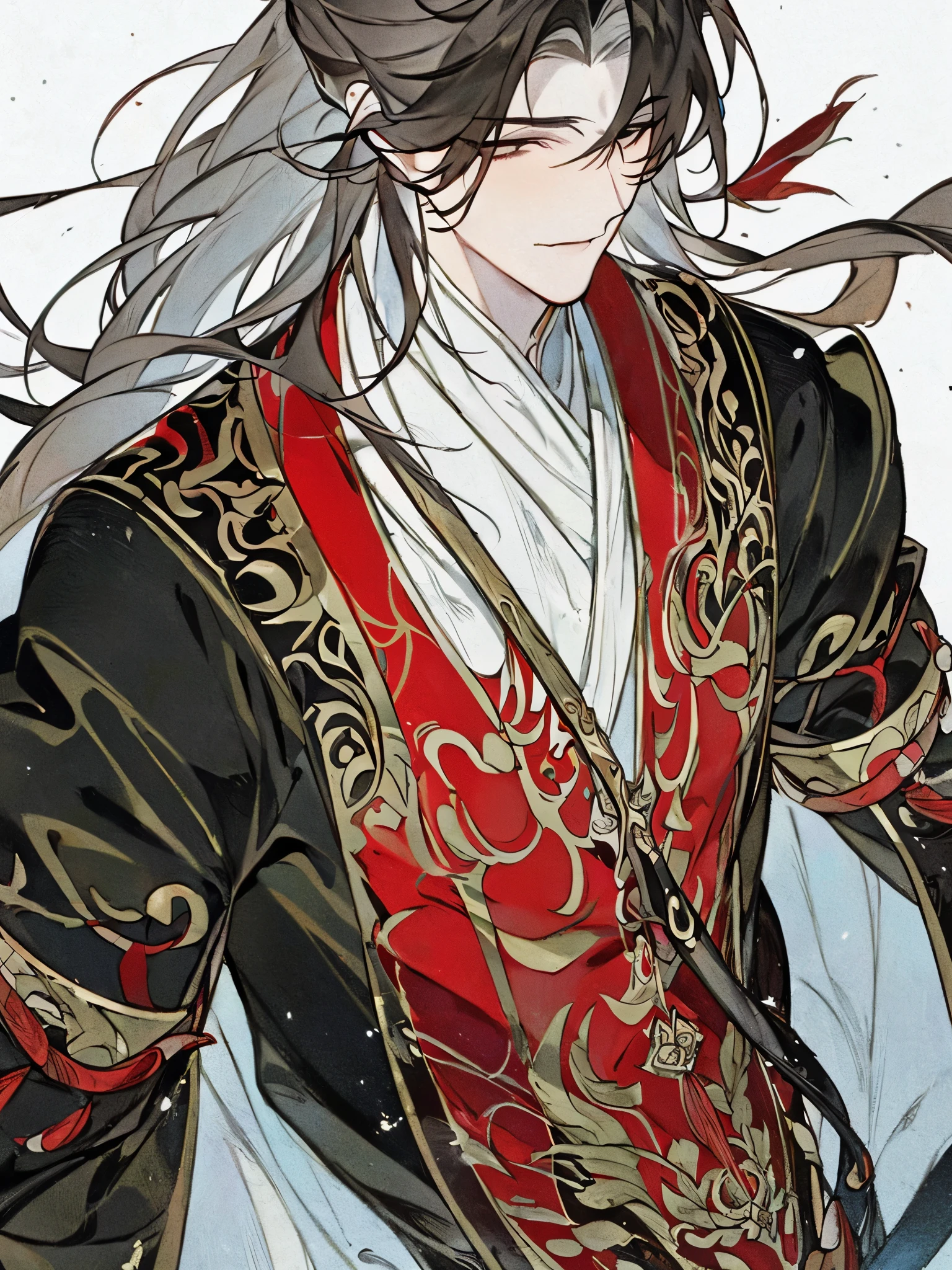(extremely detailed 8K wallpaper),(ultra-detailed),(best quality),(masterpiece),(highly detailed),(cinematic lighting),(Original),Cold ligh,moody,(Chinese elaborate-style painting ),ink style,32K depth of field,1boy,Ancient Chinese youth,((hansome)),White clothes,long white hair,((simple white background))