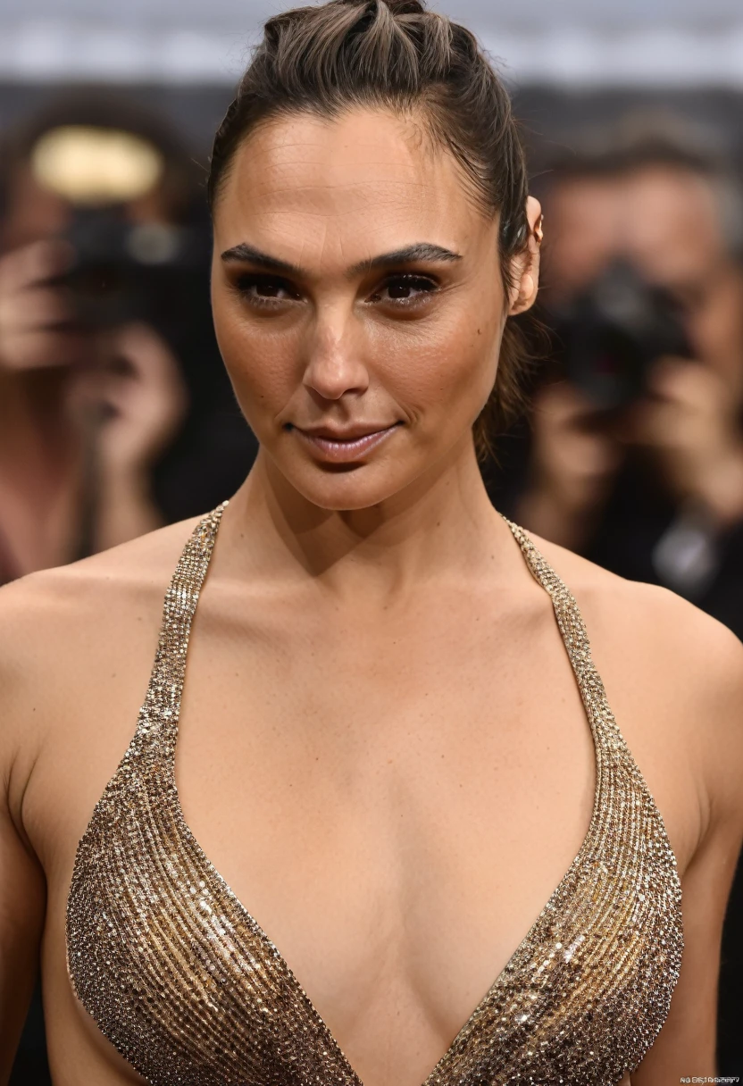 (high quality extremely nude celebrity shot) (GalGadot Naked on beach :1.4, exhausted , 45yo woman, on a beach , pale skin tone ,( galxgadt, pony ,hair pulled back, hair bun, shiny breast , topless, show her detailed shiny breast ) photorealistic, oily skin texture , buttery brown skin ) ,celebrity erotic photograph , oily skin , shiny sweaty skin , celebrity, female, woman, hollywood actress, fleshy muscular woman , ( perfect anatomy ,natural lights, correct hands ,depth of field, insanely detailed skin texture, hyper detailed features, hyper photorealistic texture )