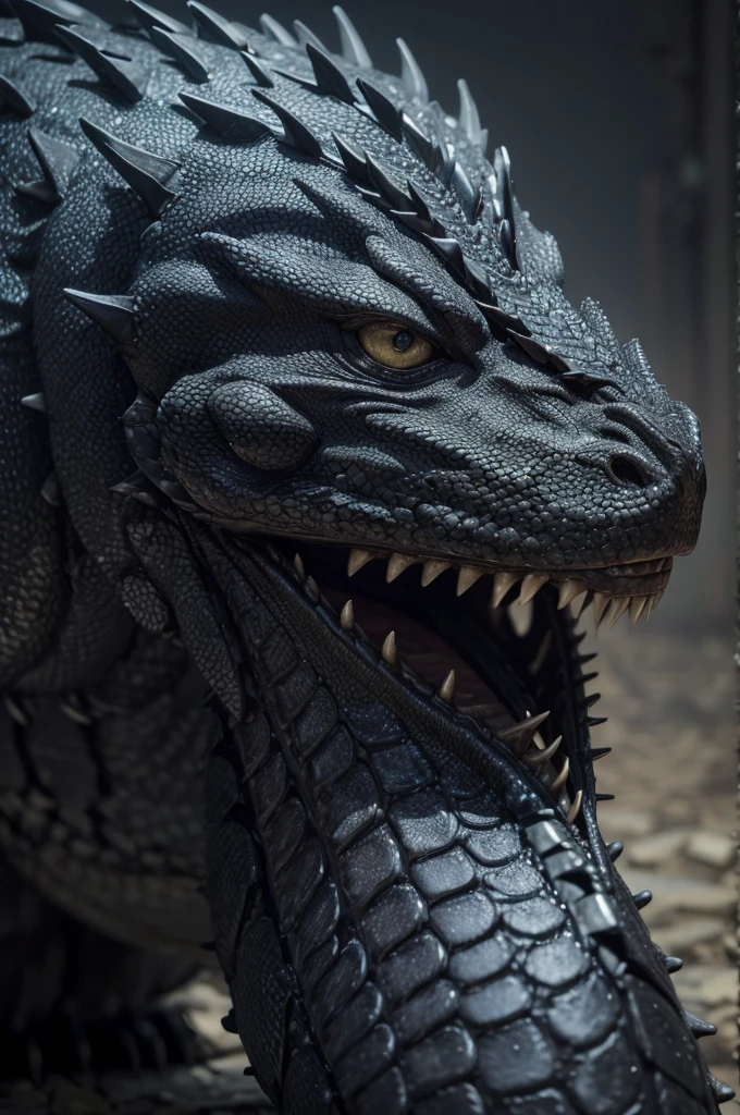 ((best qualityer)), ((work of art)), (detailded), 1 western dragon, realistic scales, decomposing, all Black.