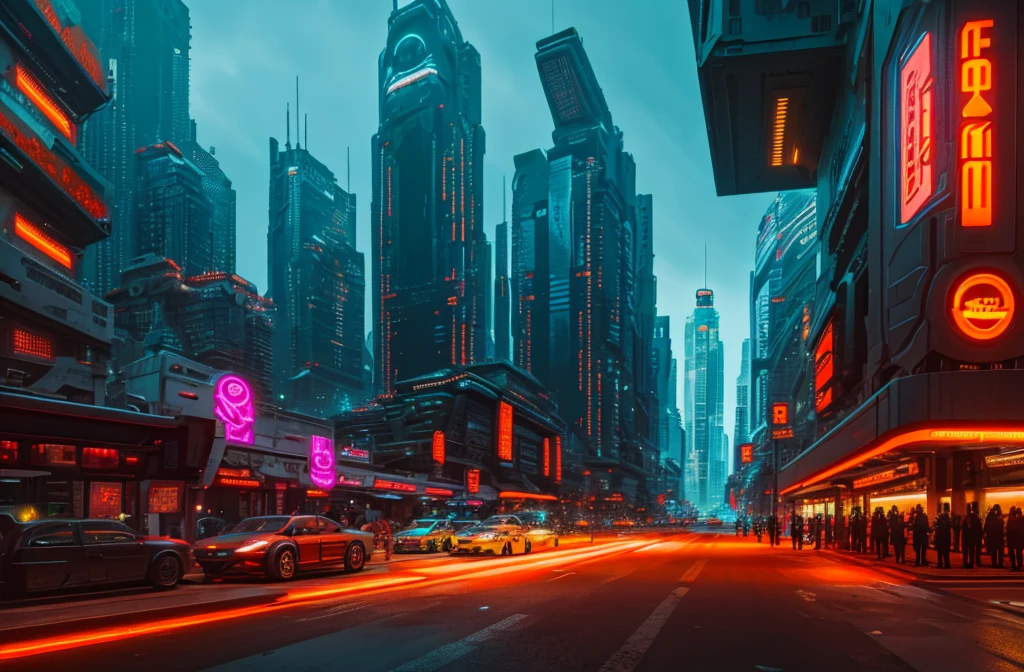 orange spaceship, part that is transparent, revealing a vibrant cyberpunk cityscape from within, The cyberpunk city is depicted with neon lights, imposing skyscrapers, And futuristic technology, offering a dynamic and complex urban setting, The city's bright colors contrast with the solid orange, glossy finish on the other part of the pill, highlighting the juxtaposition between the ordinary and the futuristic