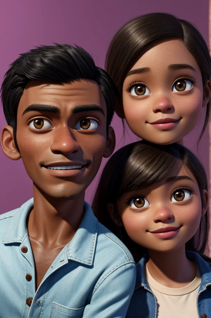 two lovers, one dark-skinned similar to Miguel from "coco" and a white girl similar to "ella purnell" pixar style