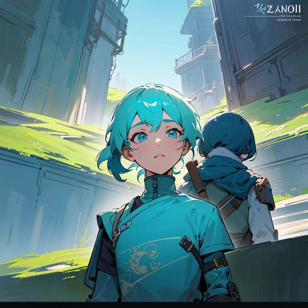 Main subject: The protagonist exploring a new game environment.Background: A detailed game scenario, like a busy street or a futuristic market.colors: Shades of blue and green to convey a feeling of exploration and novelty.Text Elements: "Discovering ZZZ" ou "First impressions" in stylized text.Visual Styles: Art inspired by exploration and adventure game covers.Graphics/illustrations: Game environment elements, like buildings and NPCs.composition: Protagonist on the left or right, with text at the top or bottom.Efeitos: Subtle glows and shadows to highlight the protagonist.emotions/feelings: Curiosity and wonder.Reference Images: Thumbnails de jogos de exploração como Breath of the Wild e Genshin Impact.