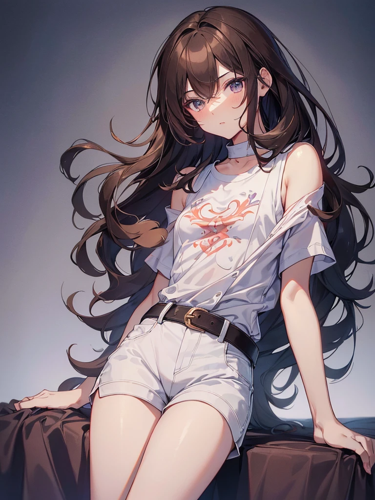 ((highest quality)),(ultra high resolution),(Super detailed),(detailed description),((best CG)),(best work of art),super precision art, great drawing art,(Art with precise details:1.5), (1 man: 1.5) cute looking young man, femboy, silky smooth back length brown hair, soft and cute facial features, slender dainty body, slim waist, small curves, small perky butt, silky smooth legs, very short height of 5ft 5,plain tee shirt and shorts, an overall cute femboy, simple European bedroom background