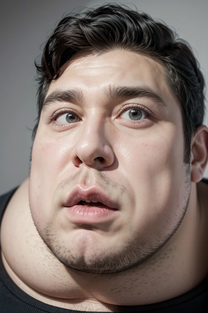 A cartoon caricature of a fat man with a wide nose and a big head, 60 years old 