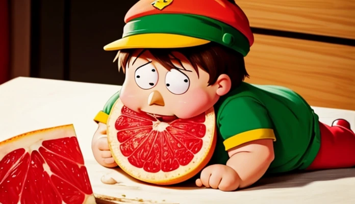 Eric Cartman eating Grapefruit on Desert 