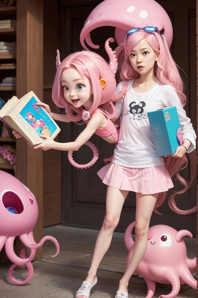 Character from Fun Mind 2, da Pixar (Disney) She has long pink hair, your body is shaped like an octopus, your skin is pink, carries books in hand
