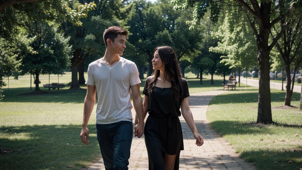 Doruk remembers happy moments with a young woman (his ex-lover). They walk hand in hand in a park on a beautiful summer day.