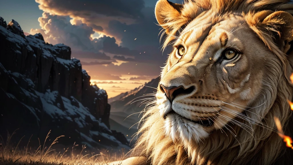 Lion, Divine Lion, natural, naturey, ferocious, masculine, mighty, golden lion, offwhite, Lion offwhite, black andwhite, black and gold, detailed realistic face, 8K Detailed Realistic White Lion, Ultrarealistic 8k |, Energia de thunder realista detalhada, Strong Creature realista detalhada, Strong Creature, Lion macho, Rendering, Fotorrealista 8K, UltraHD Alta definição 8K, Detailed Realistic 16K, Nitidez Fotorrealista 8K, 16K photorealistic textures, Contraste Fotorrealista 8K, Sombras Fotorrealistas 8K, Luzes Fotorrealistas 8K, Detailed Realistic Sunset, Detailed Realistic Lion Face, Detailed Realistic Light, detailed textures, thunder, detailed shadows, detailed colors, Celestial Electricity, Golden thunder, Lion realista, Ultra Realistic 16K, Realistic 16K, Realistic 16K sharpness, 16K photorealistic textures, 16K Realistic Colors, powerful creature, Majestic power, Power of Heaven, Great Divine, detailed contrast, realistic contrast, high resolution, detailed colors, fire, villany, divine creature, 8K, realistic detailed, 16K, 8K, High definition, detailed contrast, realistic contrast, high resolution, detailed colors, fire, villany, divine creature, realistic detailed, chic,