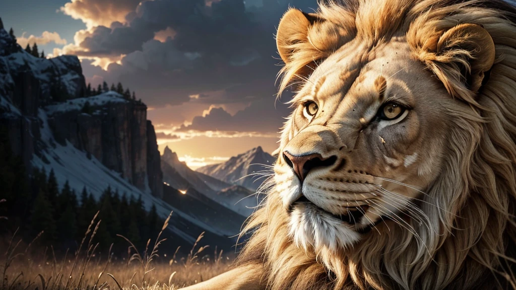 Lion, Divine Lion, natural, naturey, ferocious, masculine, mighty, golden lion, offwhite, Lion offwhite, black andwhite, black and gold, detailed realistic face, 8K Detailed Realistic White Lion, Ultrarealistic 8k |, Energia de thunder realista detalhada, Strong Creature realista detalhada, Strong Creature, Lion macho, Rendering, Fotorrealista 8K, UltraHD Alta definição 8K, Detailed Realistic 16K, Nitidez Fotorrealista 8K, 16K photorealistic textures, Contraste Fotorrealista 8K, Sombras Fotorrealistas 8K, Luzes Fotorrealistas 8K, Detailed Realistic Sunset, Detailed Realistic Lion Face, Detailed Realistic Light, detailed textures, thunder, detailed shadows, detailed colors, Celestial Electricity, Golden thunder, Lion realista, Ultra Realistic 16K, Realistic 16K, Realistic 16K sharpness, 16K photorealistic textures, 16K Realistic Colors, powerful creature, Majestic power, Power of Heaven, Great Divine, detailed contrast, realistic contrast, high resolution, detailed colors, fire, villany, divine creature, 8K, realistic detailed, 16K, 8K, High definition, detailed contrast, realistic contrast, high resolution, detailed colors, fire, villany, divine creature, realistic detailed, chic, 