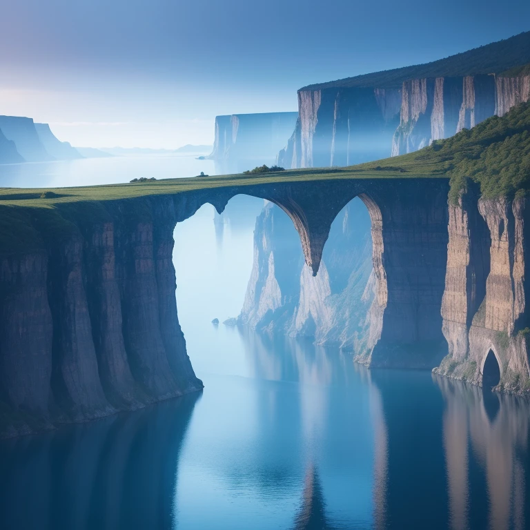 Photos that capture the essence of magical dreams - like in the world. Magnificent and legendary cliffs hanging over a beautiful lake, With surreal and vivid colors that illuminate your reflections. The atmosphere is otherworldly, Soft night light casts ethereal shadows. This image exudes depth and mystery., It&#39;s as if the viewer is transported to another dimension., Create beautiful and memorable compositions. Shot with a 120mm wide Canon Eos III Zeiss