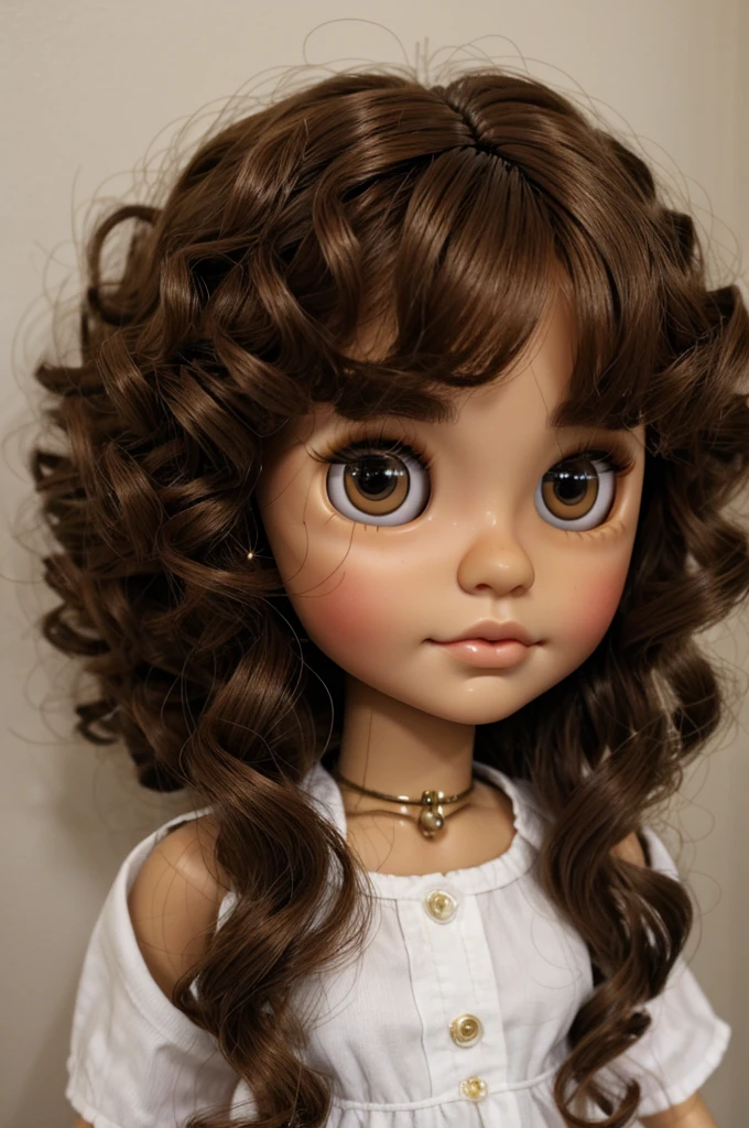 Blythe doll brown curly hair and brown eyes