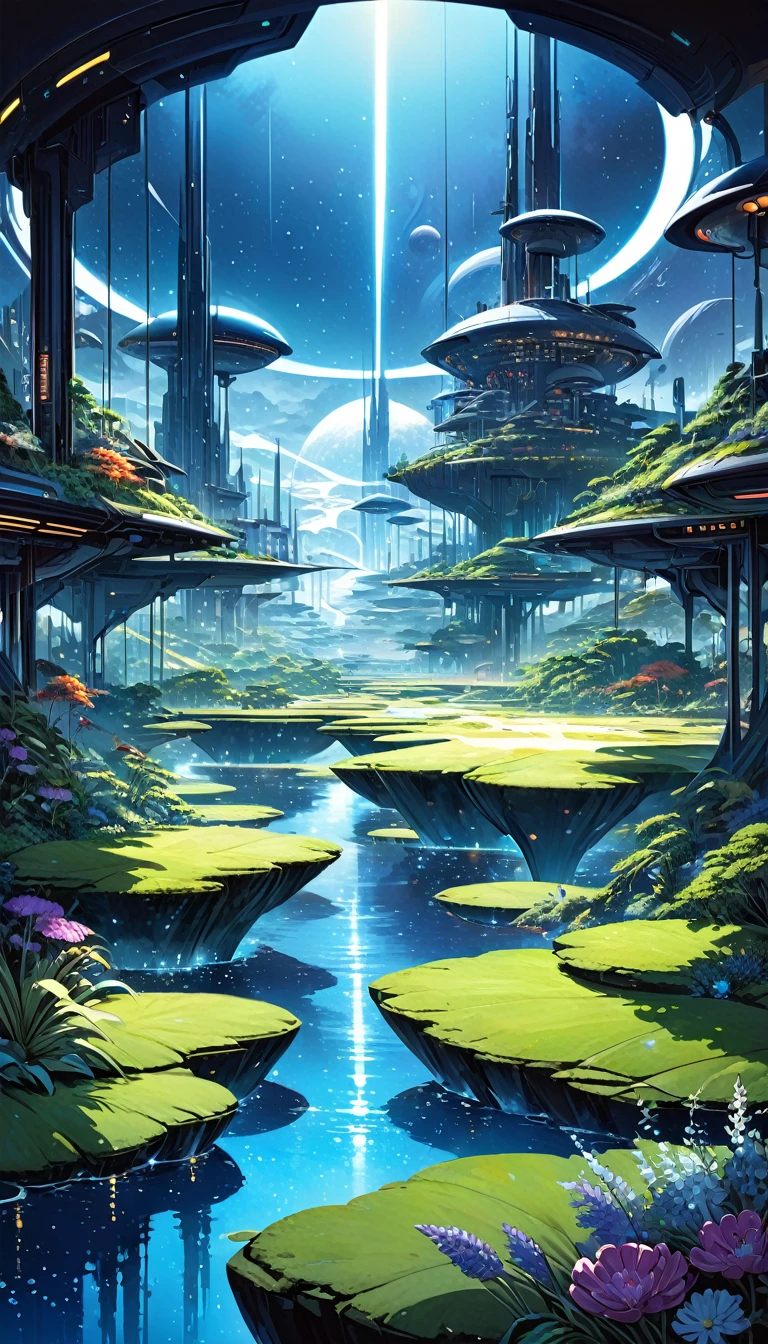 Amazing futuristic landscape:1.5, night (inspired by art by Katsuhiro Otomo). oil)