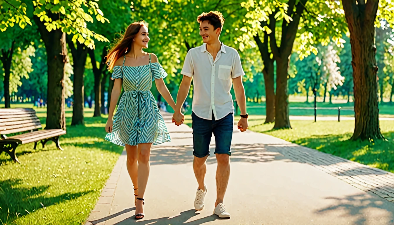 Doruk remembers happy moments with a young woman (his ex-lover). They walk hand in hand in a park on a beautiful summer day.