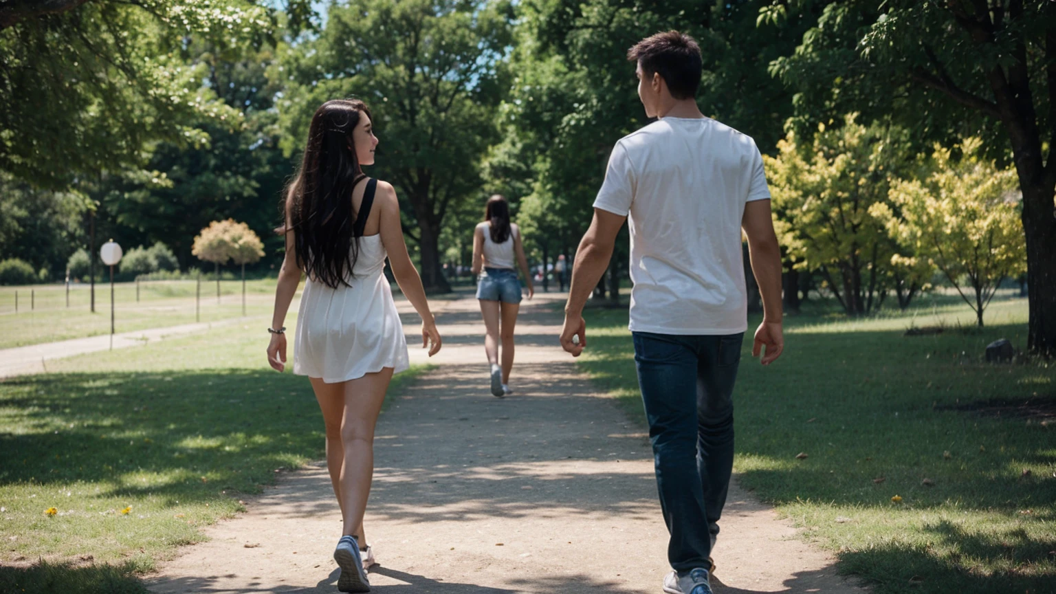 Doruk remembers happy moments with a young woman (his ex-lover). They walk hand in hand in a park on a beautiful summer day.