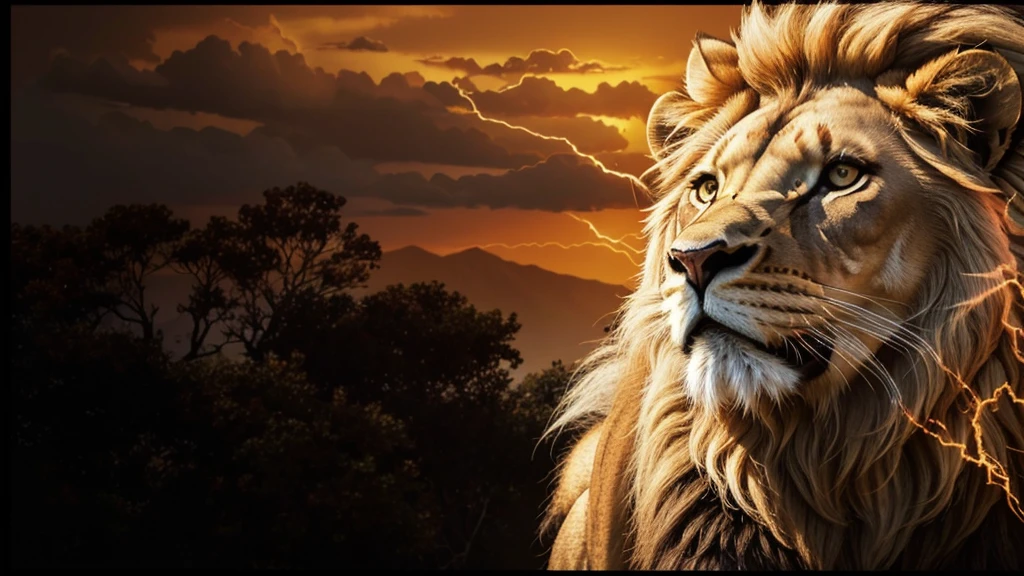 Lion, Divine Lion, natural, naturey, ferocious, masculine, mighty, golden lion, offwhite, Lion offwhite, black andwhite, black and gold, detailed realistic face, 8K Detailed Realistic White Lion, Ultrarealistic 8k |, Energia de thunder realista detalhada, Strong Creature realista detalhada, Strong Creature, Lion macho, Rendering, Fotorrealista 8K, UltraHD Alta definição 8K, Detailed Realistic 16K, Nitidez Fotorrealista 8K, 16K photorealistic textures, Contraste Fotorrealista 8K, Sombras Fotorrealistas 8K, Luzes Fotorrealistas 8K, Detailed Realistic Sunset, Detailed Realistic Lion Face, Detailed Realistic Light, detailed textures, thunder, detailed shadows, detailed colors, Celestial Electricity, Golden thunder, Lion realista, Ultra Realistic 16K, Realistic 16K, Realistic 16K sharpness, 16K photorealistic textures, 16K Realistic Colors, powerful creature, Majestic power, Power of Heaven, Great Divine, detailed contrast, realistic contrast, high resolution, detailed colors, fire, villany, divine creature, 8K, realistic detailed, 16K, 8K, High definition, detailed contrast, realistic contrast, high resolution, detailed colors, fire, villany, divine creature, realistic detailed, chic, 