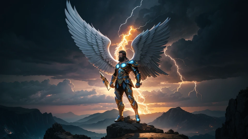 angel, Divine Male Angel, natural, God's Army Angel, angel Masculino de Deus, Strong male angel, God's Army, God's Angel Man, Jewish Beard, Hebrew Angel, Detailed Realistic Man Face, Sky God's, God's Sky Heavens, Realistic Man, celestial armor, Beauty, Blue Thunder, fire azul, Realistic fire azul, realistic thunder, electrical screws, realistic detailed 8k, 16K realistic detail, stark, Detailed realistic color, Detailed realistic thunder, fire azul Realistic 8K, Cores photorrealistic 8K, 8K detailed colors, Nitidez photorrealistic 8K, ULTRAHD Photorealism, Divine fire azul, Divine Electric Blue Thunder, Sombras photorrealistics 8K, Textura photorrealistic, naturey, heavens, heavenly, sky night, beauty sky, natta, majestic, majestic Sky, Naturally Elegant, thunders, Sky thunders, Divine thunder, Linda, doradas, starlight, Heavenly Bolts, Blue Electricity, Blue Screws, Rendering, photorrealistic, UltraHigh Definition, 4K, detailed textures, thunder, detailed shadows, detailed colors, naturey Linda, Great Divine, detailed contrast, realistic contrast, high resolution, detailed colors, realistic detailed 16K, 8k high definition, detailed contrast, realistic contrast, high resolution, detailed colors, fire, villany, realistic detailed, chic,