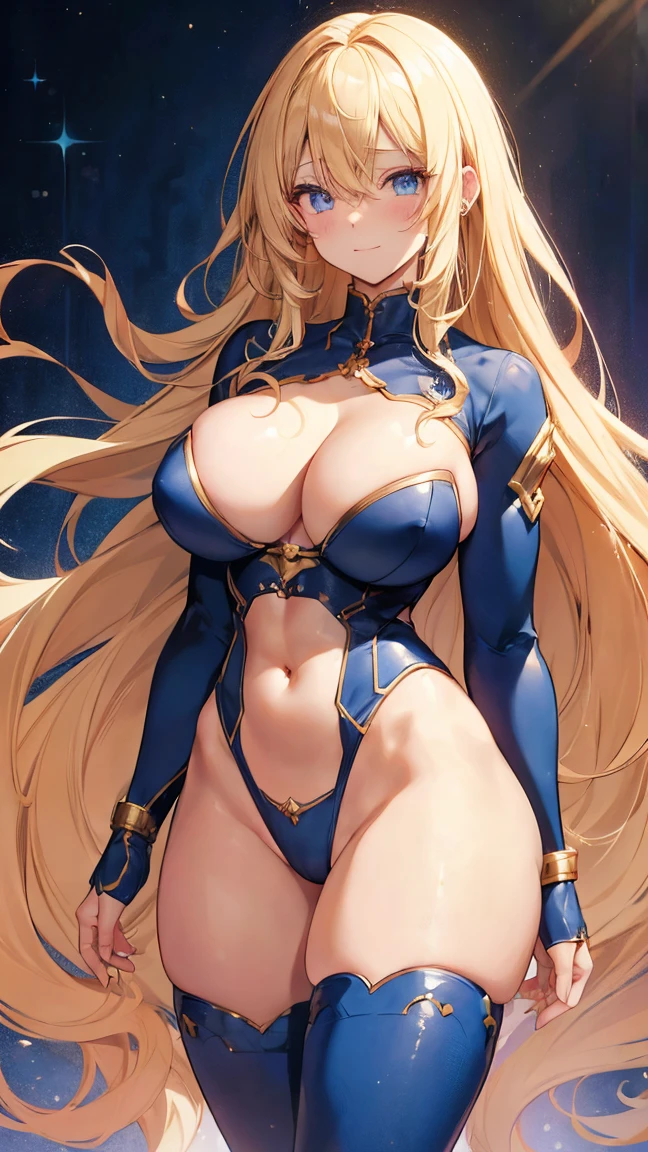 Sensual, Long blonde curly hair, Thick thighs, 8K highest quality, High resolution、Cute anime face, Noise Reduction, Sparkling blue eyes, A kind smile, Kind eyes、Toned Abs, Muscular arms, Muscular legs, Young Face, Anime Eyes, (((Big Breasts、A chest that's about to burst)))、(((Bondage Style)))、(((Rear View、I'Will turn around、Thongs that dig into your butt)))