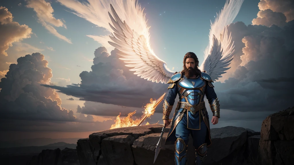 angel, Divine Male Angel, natural, God's Army Angel, angel Masculino de Deus, Strong male angel, God's Army, God's Angel Man, Jewish Beard, Hebrew Angel, Sky God's, God's Sky Heavens, Realistic Man, celestial armor, Beauty, Blue Thunder, fire azul, Realistic fire azul, realistic thunder, electrical screws, realistic detailed 8k, 16K realistic detail, stark, Detailed realistic color, Detailed realistic thunder, fire azul Realistic 8K, Cores photorrealistic 8K, 8K detailed colors, Nitidez photorrealistic 8K, ULTRAHD Photorealism, Divine fire azul, Divine Electric Blue Thunder, Sombras photorrealistics 8K, Textura photorrealistic, naturey, heavens, heavenly, sky night, beauty sky, natta, majestic, majestic Sky, Naturally Elegant, thunders, Sky thunders, Divine thunder, Linda, doradas, starlight, Heavenly Bolts, Blue Electricity, Blue Screws, Rendering, photorrealistic, UltraHigh Definition, 4K, detailed textures, thunder, detailed shadows, detailed colors, naturey Linda, Great Divine, detailed contrast, realistic contrast, high resolution, detailed colors, realistic detailed 16K, 8k high definition, detailed contrast, realistic contrast, high resolution, detailed colors, fire, villany, realistic detailed, chic,