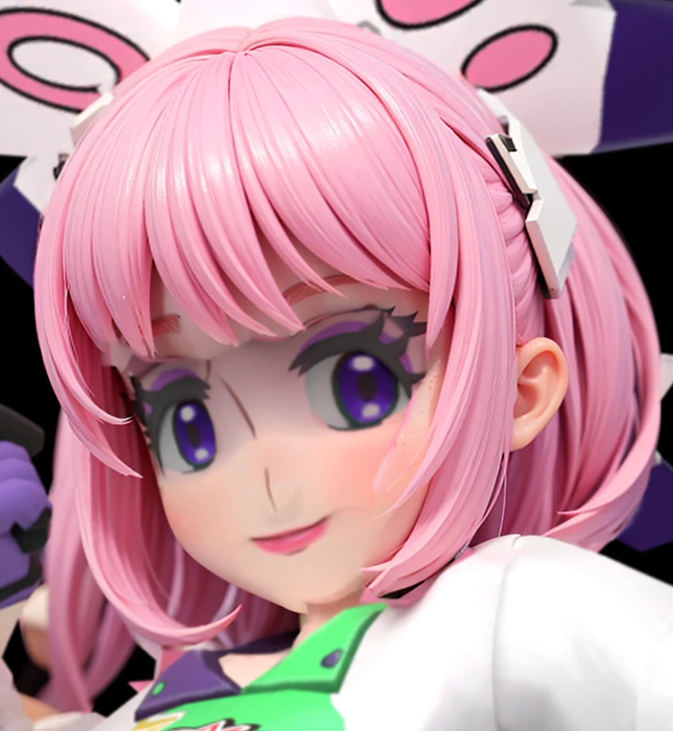 3D, realistic pink hair