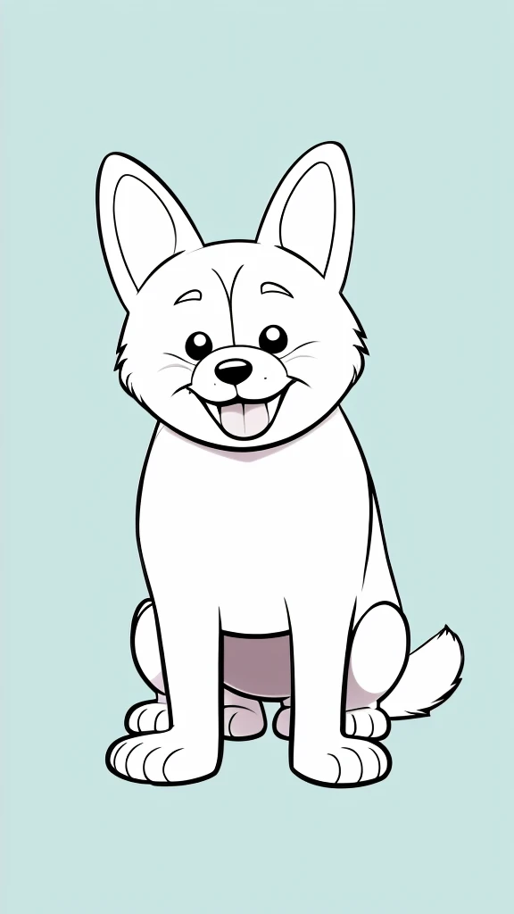 coloring book for kids, cartoon happy dog, detailed, in a simple cartoon style, isolated