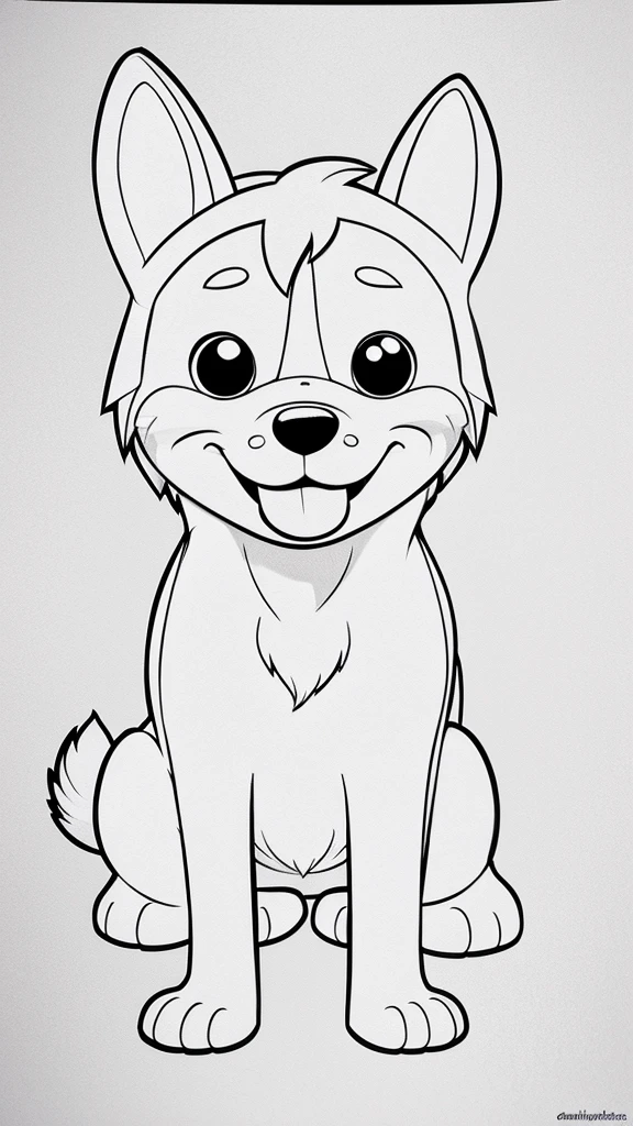 coloring book for kids, cartoon happy dog, detailed, in a simple cartoon style, isolated