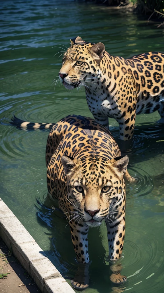 Jaguar in the lake
