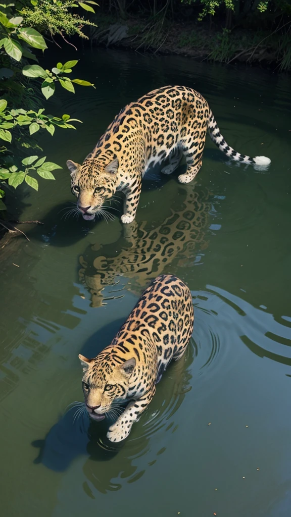 Jaguar in the lake