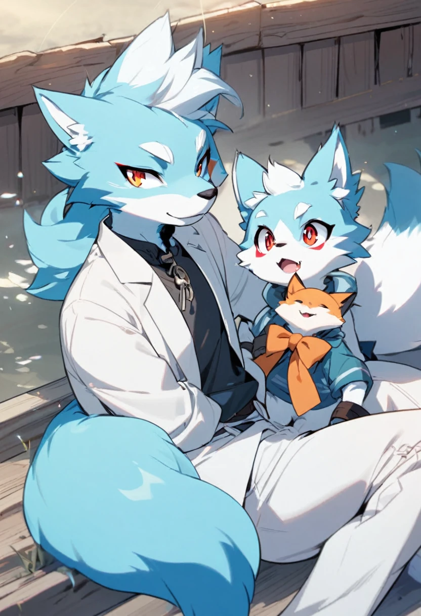 boy, fox, cyan furry, white skin