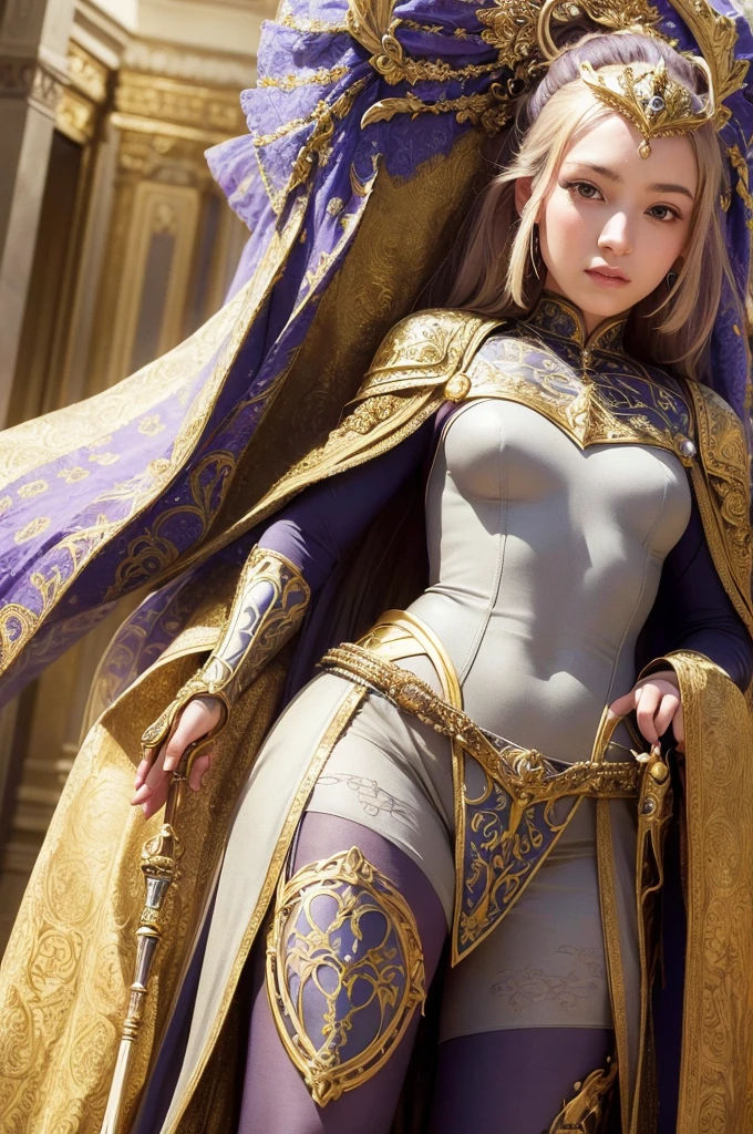 (best quality,4k,highres,masterpiece:1.2),ultra-detailed,(realistic,photorealistic,photo-realistic:1.37),princess,19-year-old,breathtakingly beautiful detailed face and smile, princess dressed as a medieval knight with intricate knight armor, vibrant colors, captivating lighting, stunningly detailed knightly attire, majestic castle backdrop, regal ambiance, confident and graceful posture, enchanting expression, ornate sword, ethereal atmosphere, youthful charm, confident eyes, flowing golden hair, dewy skin, delicate features, elaborate facial details, elegant knight's helmet, radiant light illuminating the face, intricate embroidery on the knight's armor, dreamlike setting, princess embracing her identity as a knight, gorgeously ornamental helmet, shimmering reflections on armor, magical aura, soft and ethereal glow, royal authority, nobility, twilight sky with hues of purple and gold, proud and determined stance, extraordinary attention to detail, fairytale-like charm, youthful innocence, mythical princess warrior