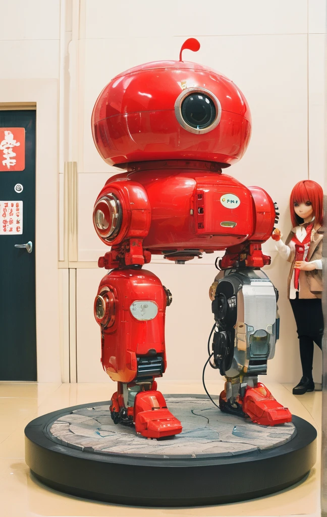 On a bright red campus"YES"Character、[(white background:1.4)::5],(chibi:1.3),bottle bottom,lampstand,pedestal,platform,(fine food:1.8)