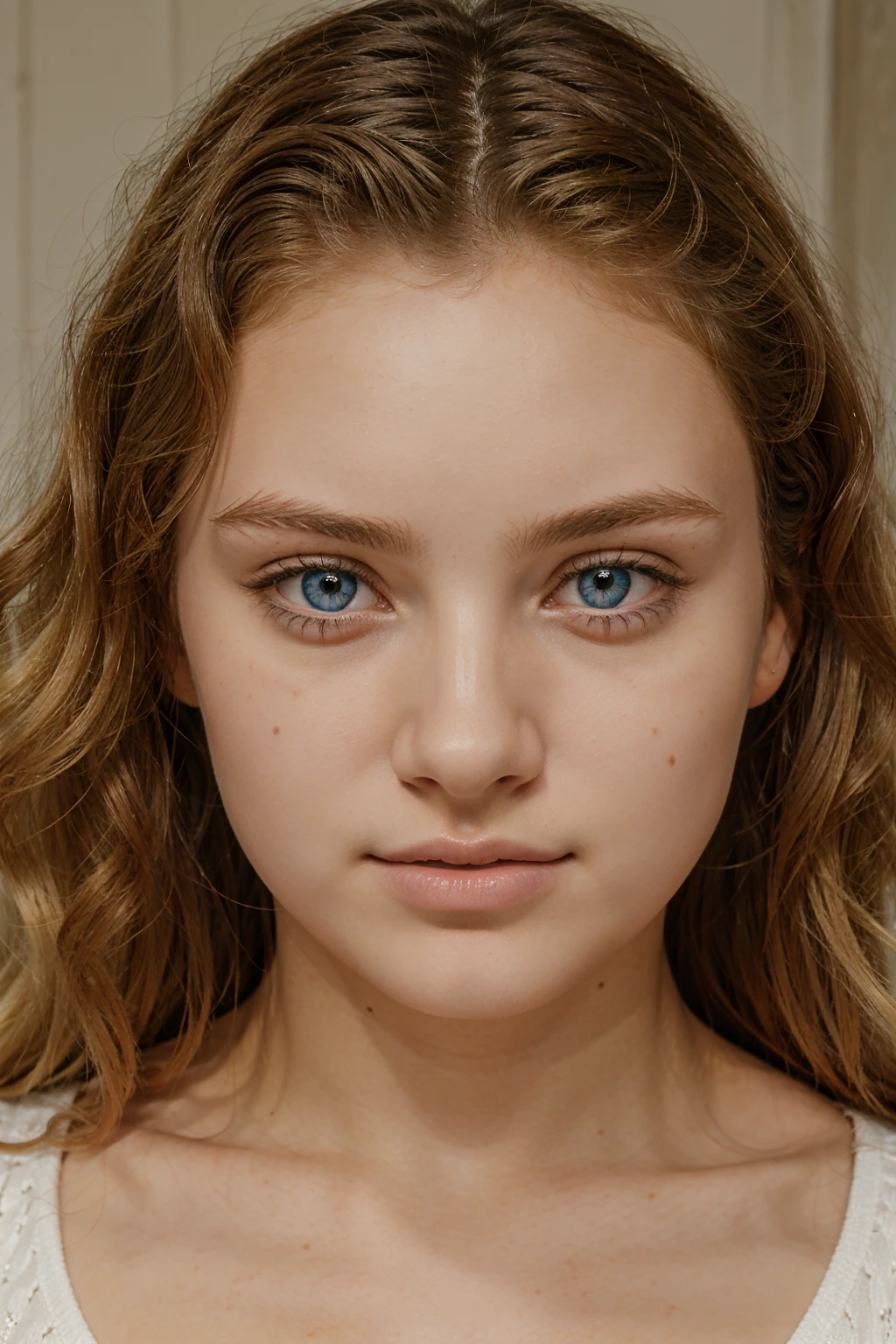 17 years old, blonde, thin , tenomous, big tits, curly hair,, lovely nose, blue eyes