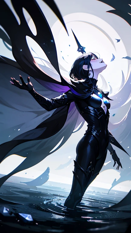 1The White Magician,Floating black gem,Looking up at the black jewel,Laugh wickedly,Pleasure,lament,Elevation,villain,Low - Angle,Disaster at your fingertips々Dark and Black Gem,Reach out to the jewels