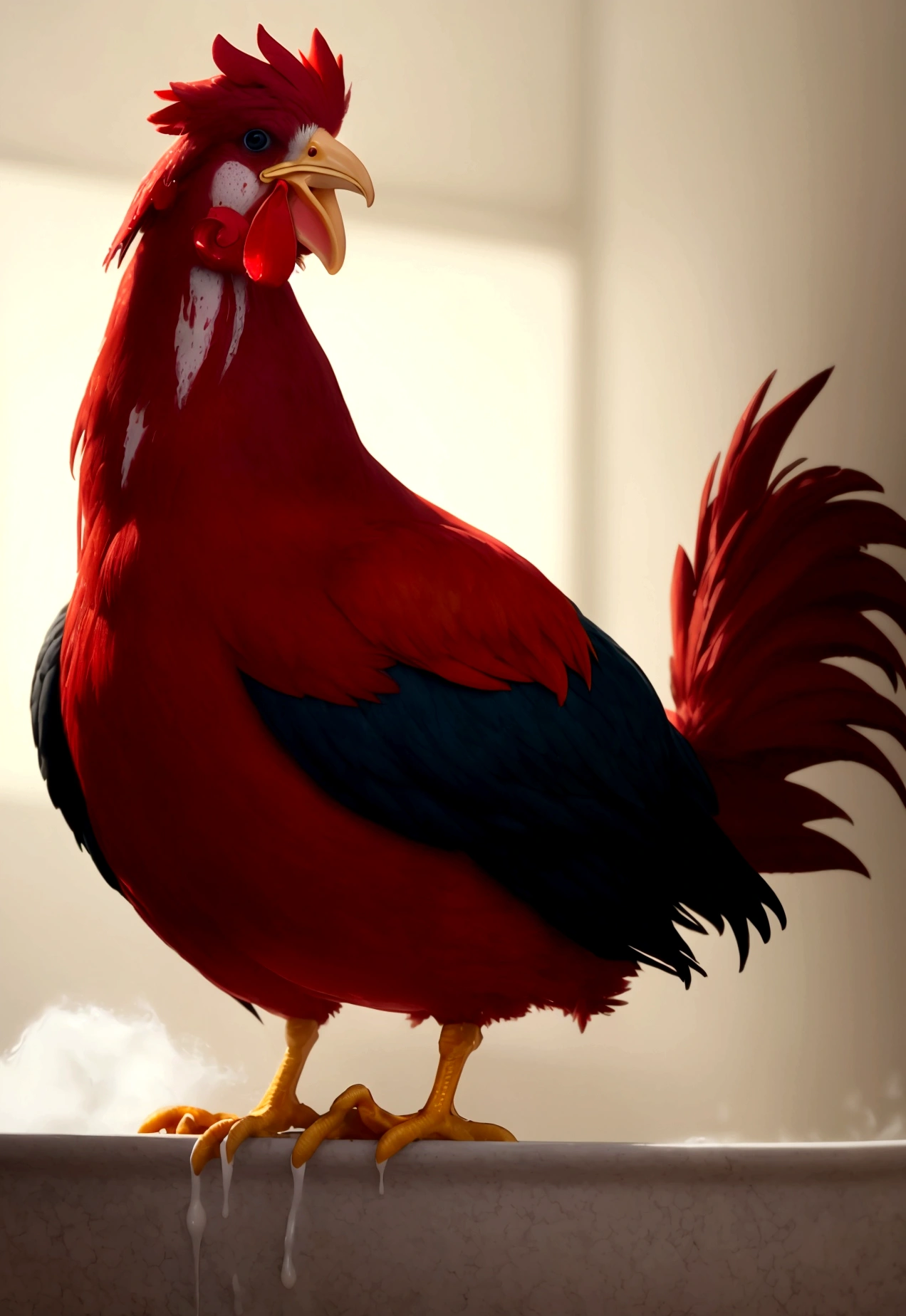 best qualityer, Rooster being bathed in milk