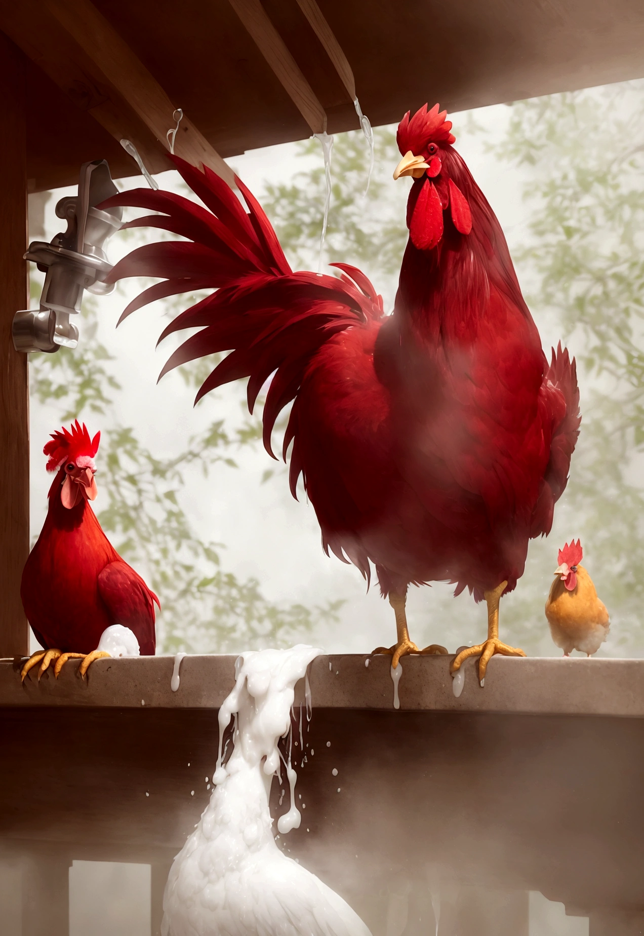 best qualityer, Rooster being bathed in milk