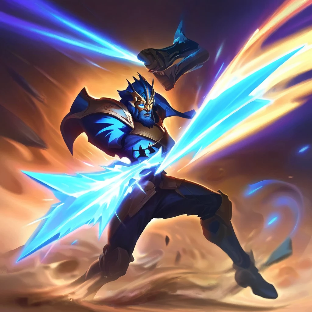 icons, person being hit by blue thunder