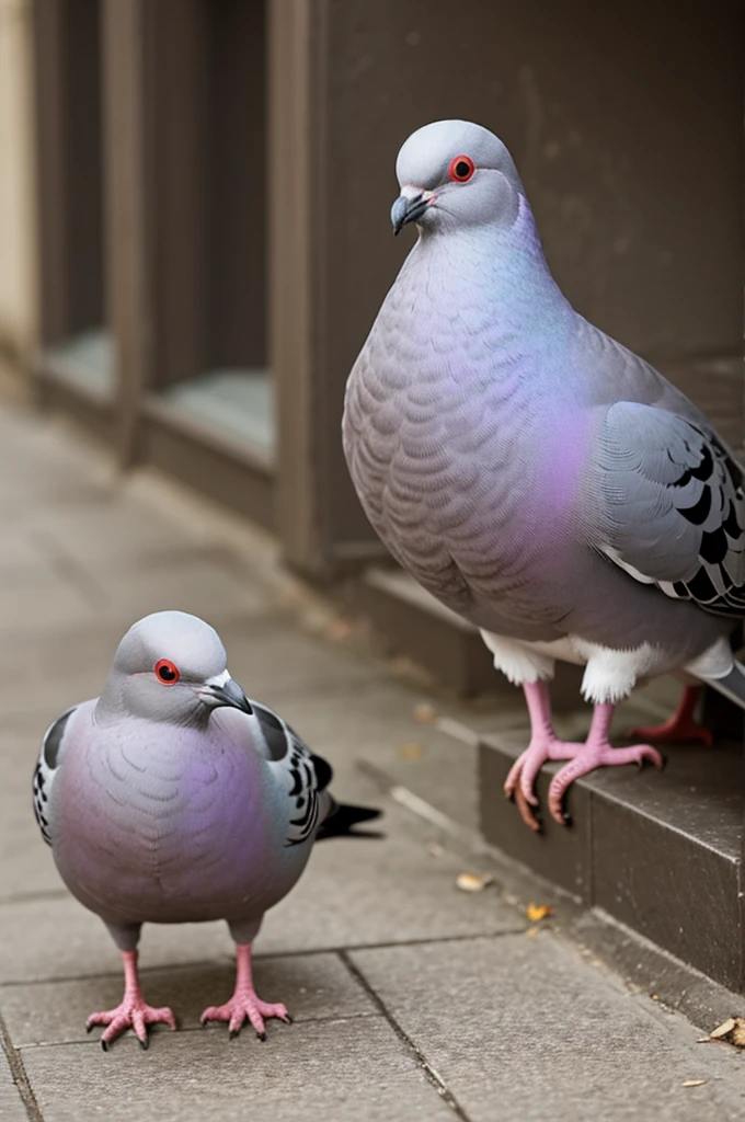A pigeon looking at itself is a cartoon character