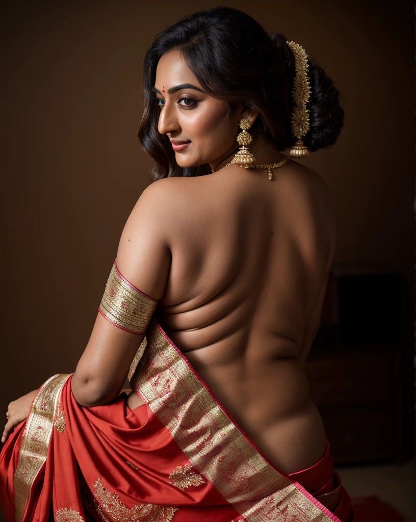 Foto RAW, photorealistic, photography, full body shot, master shot, perfect eyes, goddess like beauty, pierced eyes, perfect thick chubby mallu Desi aunty bhabhi, Wearing a Stanapatta, a chest-band.Saree model, model Photography, Indian saree shoot, Indian traditional wear advertising photography, traditional wear brand shoot, face of Indian actress Sonakshi Sinha, masterpiece, realistic, realism, incredible details, pleasure, photorealism, detailed skin, skin pores, high contrast, photorealistic Artstation 8k HD digital art trend of high definition and detailed realistic skin texture, ultra detail, realistic skin texture, armature, best quality, ultra high definition, (photorealistic:1.4),, high resolution, detail, raw photo, sweat, Re sharp, by Lee Jefferies Nikon D850 Film Stock Photo 4 Kodak Portra 400 Camera F1.6 Lens Rich Color Ultra Real Realistic Realistic Textures Dramatic Lighting Unreal Engine Trending at Art Station Cinestill 800,(pele altamente detalhada: 1.2), 8k UHD, DSLR, soft-lighting, alta qualidade, grain of film, Fujifilm XT3,she didn't like to wear blouse or bra, she is happy to wear only saree, she hates blouse or bra, detailed hairy armpits, hyper realistic skin, skin pores, sweat, veins,