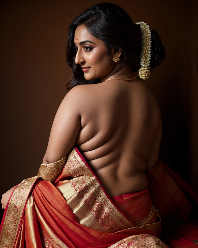 Foto RAW, photorealistic, photography, full body shot, master shot, perfect eyes, goddess like beauty, pierced eyes, perfect thick chubby mallu Desi aunty bhabhi, Wearing a Stanapatta, a chest-band.Saree model, model Photography, Indian saree shoot, Indian traditional wear advertising photography, traditional wear brand shoot, face of Indian actress Sonakshi Sinha, masterpiece, realistic, realism, incredible details, pleasure, photorealism, detailed skin, skin pores, high contrast, photorealistic Artstation 8k HD digital art trend of high definition and detailed realistic skin texture, ultra detail, realistic skin texture, armature, best quality, ultra high definition, (photorealistic:1.4),, high resolution, detail, raw photo, sweat, Re sharp, by Lee Jefferies Nikon D850 Film Stock Photo 4 Kodak Portra 400 Camera F1.6 Lens Rich Color Ultra Real Realistic Realistic Textures Dramatic Lighting Unreal Engine Trending at Art Station Cinestill 800,(pele altamente detalhada: 1.2), 8k UHD, DSLR, soft-lighting, alta qualidade, grain of film, Fujifilm XT3,she didn't like to wear blouse or bra, she is happy to wear only saree, she hates blouse or bra, detailed hairy armpits, hyper realistic skin, skin pores, sweat, veins,