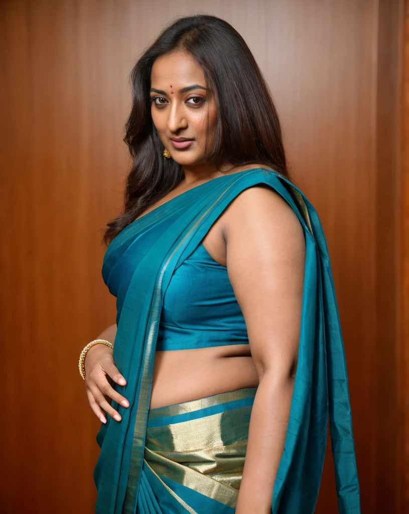 Foto RAW, photorealistic, photography, full body shot, 50 years old Woman, master shot, perfect eyes, goddess like beauty, pierced eyes, perfect thick chubby mallu Desi aunty bhabhi, Wearing a Stanapatta, a chest-band.Saree model, model Photography, Indian saree shoot, Indian traditional wear advertising photography, traditional wear brand shoot, face of Indian actress Sonakshi Sinha, masterpiece, realistic, realism, incredible details, pleasure, photorealism, detailed skin, skin pores, high contrast, photorealistic Artstation 8k HD digital art trend of high definition and detailed realistic skin texture, ultra detail, realistic skin texture, armature, best quality, ultra high definition, (photorealistic:1.4),, high resolution, detail, raw photo, sweat, Re sharp, by Lee Jefferies Nikon D850 Film Stock Photo 4 Kodak Portra 400 Camera F1.6 Lens Rich Color Ultra Real Realistic Realistic Textures Dramatic Lighting Unreal Engine Trending at Art Station Cinestill 800,(pele altamente detalhada: 1.2), 8k UHD, DSLR, soft-lighting, alta qualidade, grain of film, Fujifilm XT3,she didn't like to wear blouse or bra, she is happy to wear only saree, she hates blouse or bra, detailed hairy armpits, hyper realistic skin, skin pores, sweat, veins, short hairs on armpit, stubble armpits, hyper realistic hairy armpits,